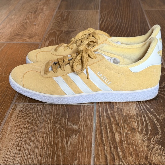 adidas Shoes - adidas Gazelle Suede Sneakers in Yellow with White Stripes